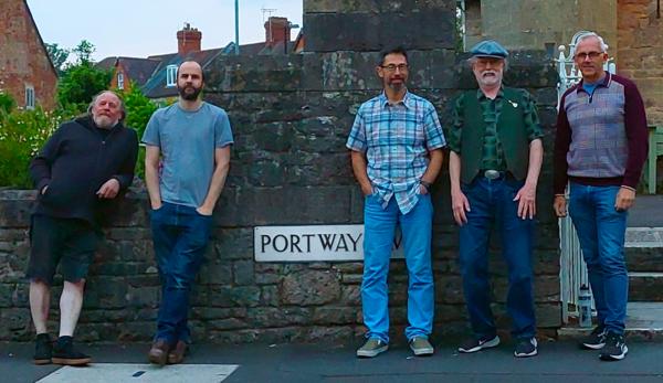Portway Blues Band are Mark on vocals and harmonica, Andy on guitar and vocals, Tim on guitar, Nick on drums and Pete on bass and vocals