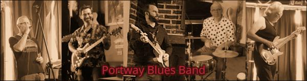 Portway Blues Band are Mark on vocals and harmonica, Andy on guitar and vocals, Tim on guitar, Paul on drums and Pete on bass and vocals