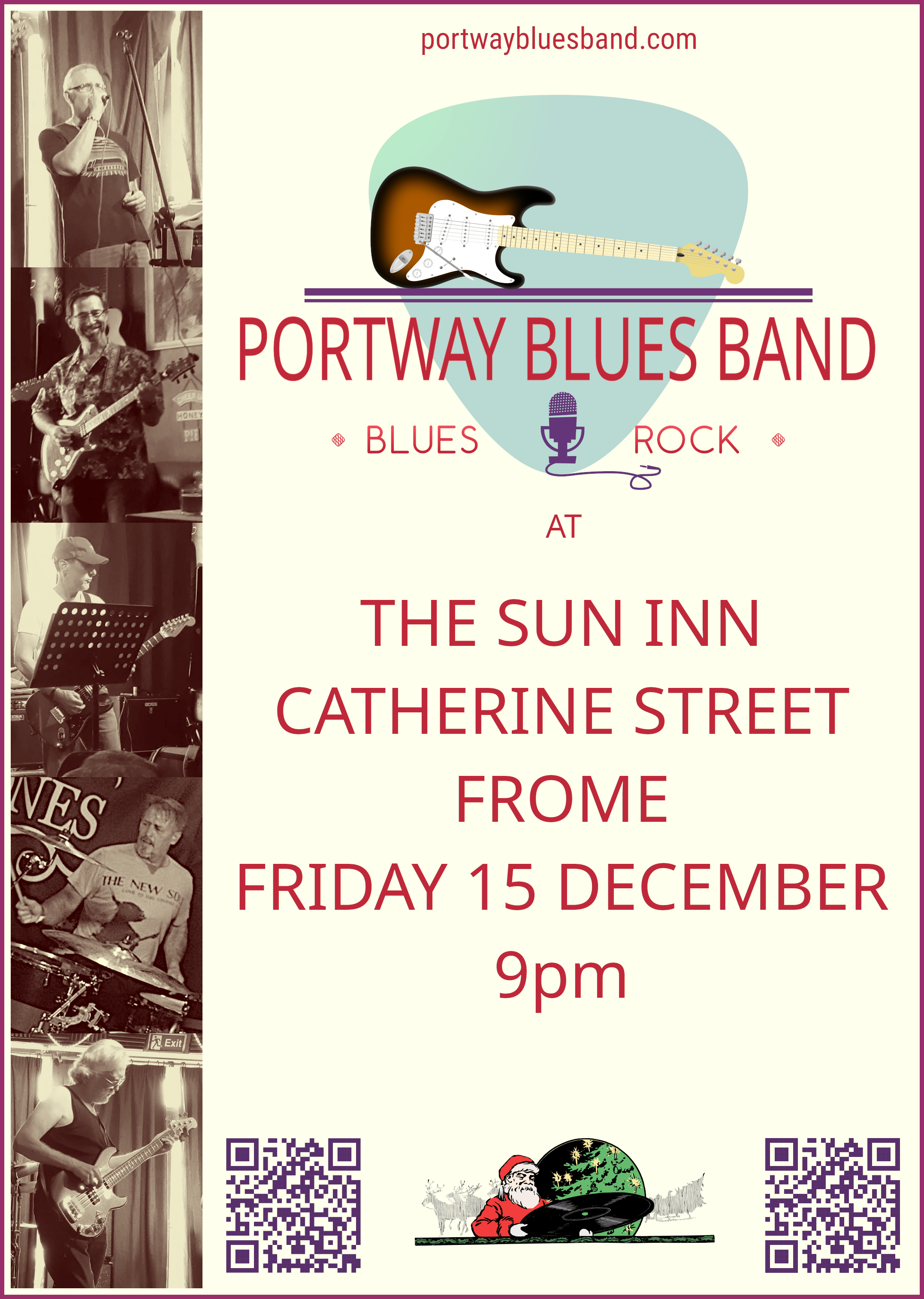 Portway Blues Band poster for gig at The Sun Inn, Frome, Friday 15th December 2023 at 21:00