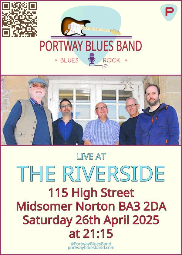 Portway Blues Band gig poster for gig at The Riverside on Saturday 26th April at 21:15