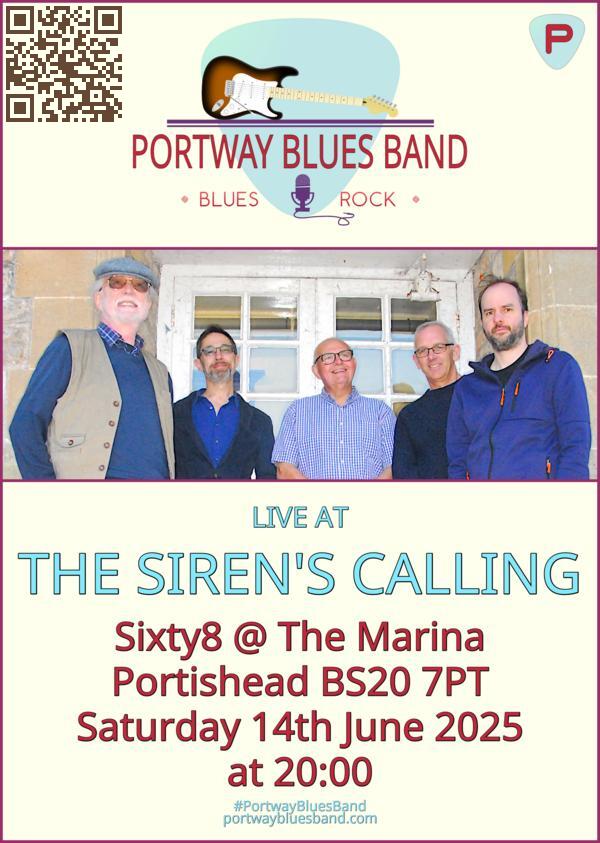 Portway Blues Band gig poster for gig at The Sirens Calling on Saturday 14th June at 20:00