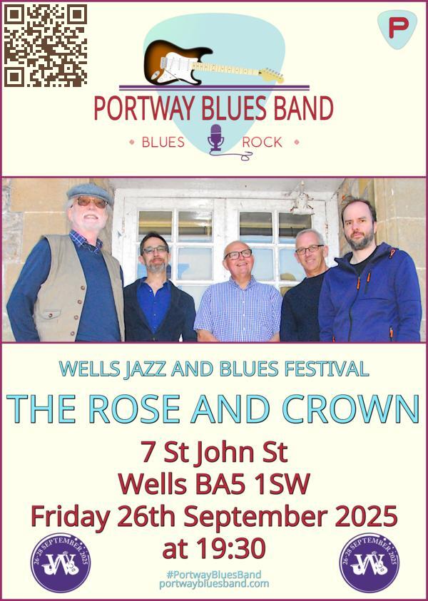 Portway Blues Band gig poster for gig at The Rose and Crown on Friday 26th September at 19:30