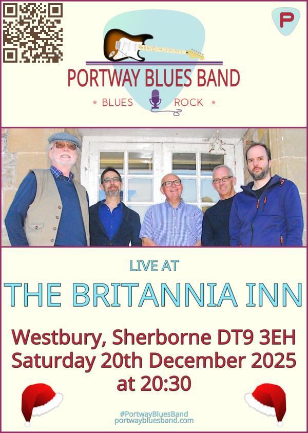 Portway Blues Band gig poster for gig at Britannia Inn on Saturday 20th December at 20:30