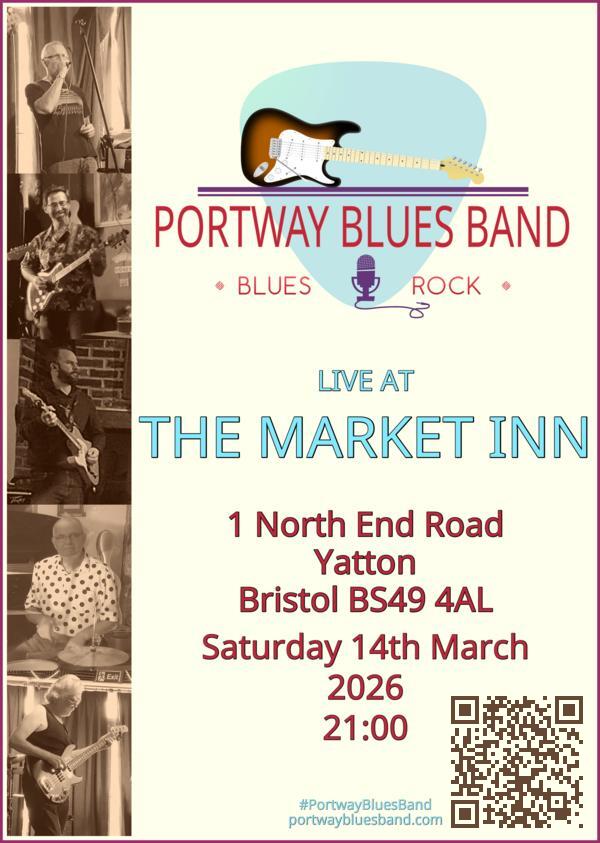 Portway Blues Band gig poster for gig at The Market Inn on Saturday 14th March 2026 at 21:00