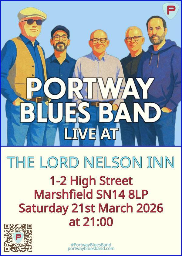 Portway Blues Band gig poster for gig at The Lord Nelson Inn on Saturday 21st March at 21:00